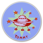Name Doodles - Personalized Melamine Plates (Cosmic Spaceship) (GDTA-P14)
